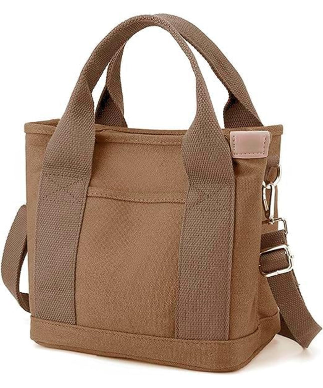 Small Tote Bag with Zipper, 2024 Canvas Multi-Pocket Crossbody Bag Shoulder Bag Satchel Hobo Bag Messenger Bag