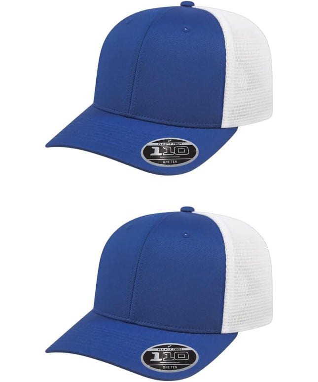 Cap America i8502 Flexfit 110 Premium Mid Profile 6-Panel Mesh Back Trucker Cap Hat w/UV Guard & Adjustable Snapback