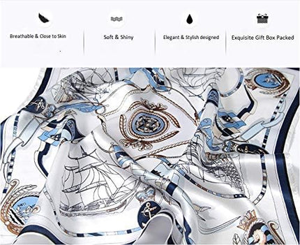 ANDANTINO 100% Mulberry Silk Scarf -21” Lightweight Square Neckerchief – Breathable Digital Printed Scarves with Gift Packed
