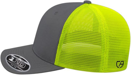 Cap America i8502 Flexfit 110 Premium Mid Profile 6-Panel Mesh Back Trucker Cap Hat w/UV Guard & Adjustable Snapback
