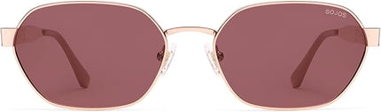 SOJOS Trendy Polarized Hexagon Sunglasses for Women Men, UV400 Retro Rectangle Shades SJ1238