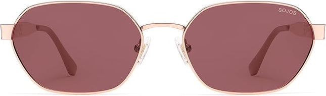 SOJOS Trendy Polarized Hexagon Sunglasses for Women Men, UV400 Retro Rectangle Shades SJ1238