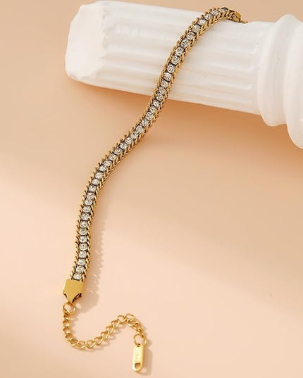DASIQI Zirconia Tennis Bracelet for Women Hypoallergenic Gold Silver Titanium Steel Chains with Rainbow Stones, Pavé Sparkle | Everyday Luxury
