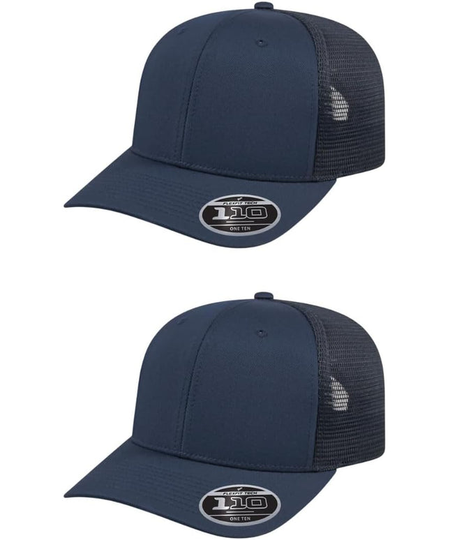 Cap America i8502 Flexfit 110 Premium Mid Profile 6-Panel Mesh Back Trucker Cap Hat w/UV Guard & Adjustable Snapback