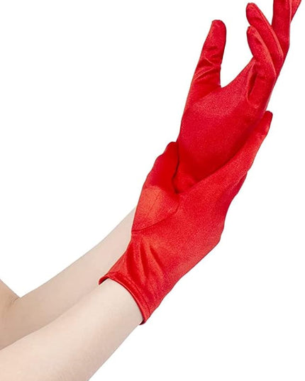 Sahabowi Satin Gloves Formal Bridal Banquet Party Wedding Opera Solid Colorful Mitten For Women