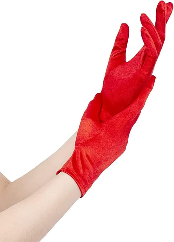 Sahabowi Satin Gloves Formal Bridal Banquet Party Wedding Opera Solid Colorful Mitten For Women