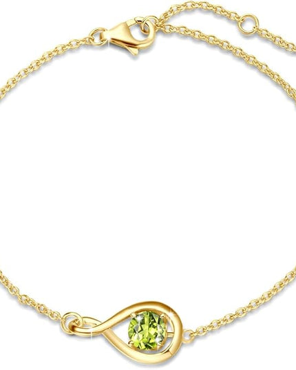 FANCIME Love Bracelet 925 Sterling Silver Infinity Birthstone Bracelets for Women Fine Jewelry Birthday Christmas Gifts for Her Mom Wife, Chain Length 6.7"+1.2" Extend