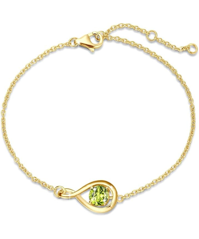 FANCIME Love Bracelet 925 Sterling Silver Infinity Birthstone Bracelets for Women Fine Jewelry Birthday Christmas Gifts for Her Mom Wife, Chain Length 6.7"+1.2" Extend
