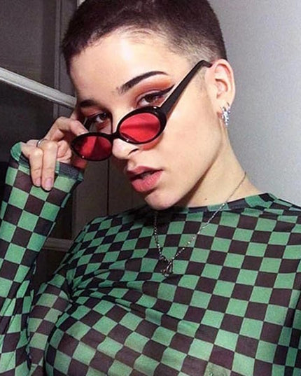 90s Sunglasses for Women Men Retro Small Oval Sunglasses