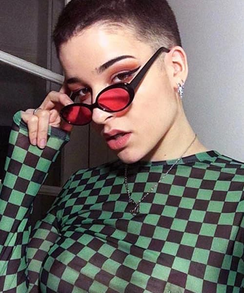 90s Sunglasses for Women Men Retro Small Oval Sunglasses