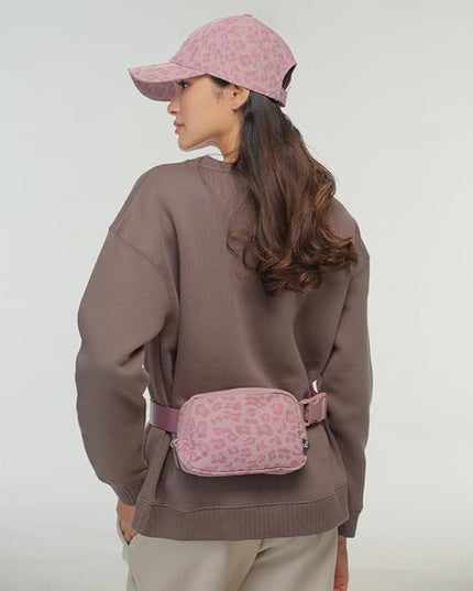 C.C Belt Bag for Women – Quilted Fanny Pack Crossbody Waist Bag with Adjustable Strap, Fashion Gift Idea (Leopard Pattern - rose)