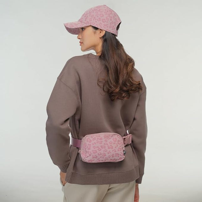 C.C Belt Bag for Women – Quilted Fanny Pack Crossbody Waist Bag with Adjustable Strap, Fashion Gift Idea (Leopard Pattern - rose)