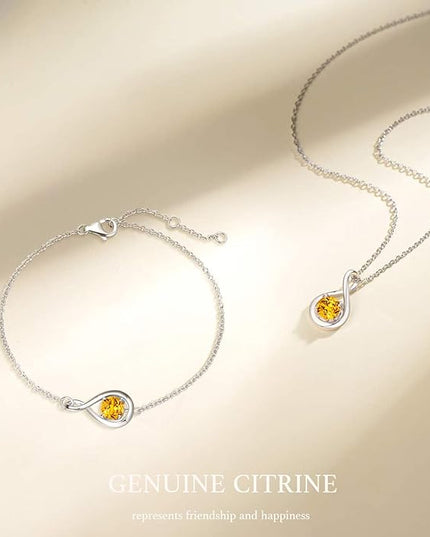 FANCIME Love Bracelet 925 Sterling Silver Infinity Birthstone Bracelets for Women Fine Jewelry Birthday Christmas Gifts for Her Mom Wife, Chain Length 6.7"+1.2" Extend
