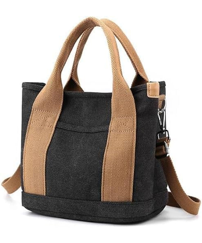 Small Tote Bag with Zipper, 2024 Canvas Multi-Pocket Crossbody Bag Shoulder Bag Satchel Hobo Bag Messenger Bag