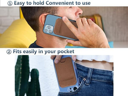 MagSafe Wallet Magnetic, 8 Card Holder with Stand, RFID Blocking, Slim Leather Magnetic Wallet, Adjustable Leather Mag-Safe Card Holder for iPhone 17/16/15/14/13/12 Series(Not for Mini), Brown