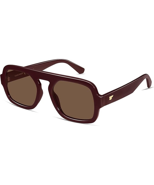 VANLINKER Oversized Retro Square Aviator Sunglasses for Women Men 70s Vintage Style Trendy Big Flat Top Sun Glasses VL9826