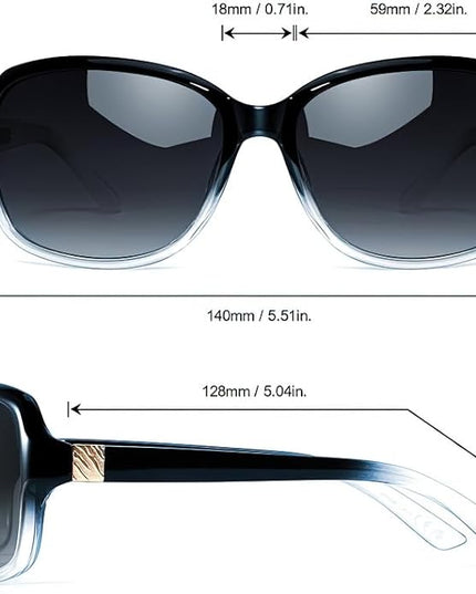 SIPHEW Polarized Sunglasses for Women | Vintage Square Sunglasses w UV400 Protection | Womens Wraparound Shade