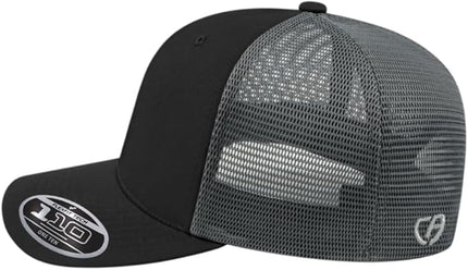 Cap America i8502 Flexfit 110 Premium Mid Profile 6-Panel Mesh Back Trucker Cap Hat w/UV Guard & Adjustable Snapback
