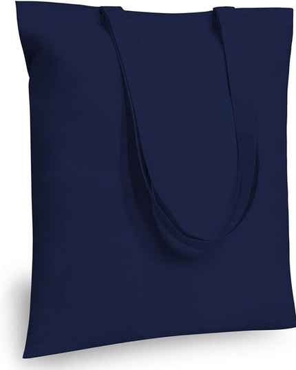 TOPDesign 6-Pack Economical 16"x15" Navy Blue Cotton Tote Bag, Lightweight Medium Reusable Grocery Shopping Cloth Bags, Suitable for DIY, Advertising, Promotion, Gift, Activity