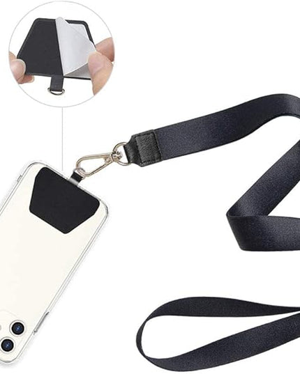 COCASES 4 Pack Phone Tether Tab, Phone Strap Replacement Part for Cell Phone, Safety Lanyard Patch (Black x4)