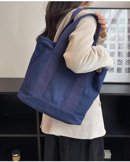 Small Tote Bag with Zipper, 2024 Canvas Multi-Pocket Crossbody Bag Shoulder Bag Satchel Hobo Bag Messenger Bag
