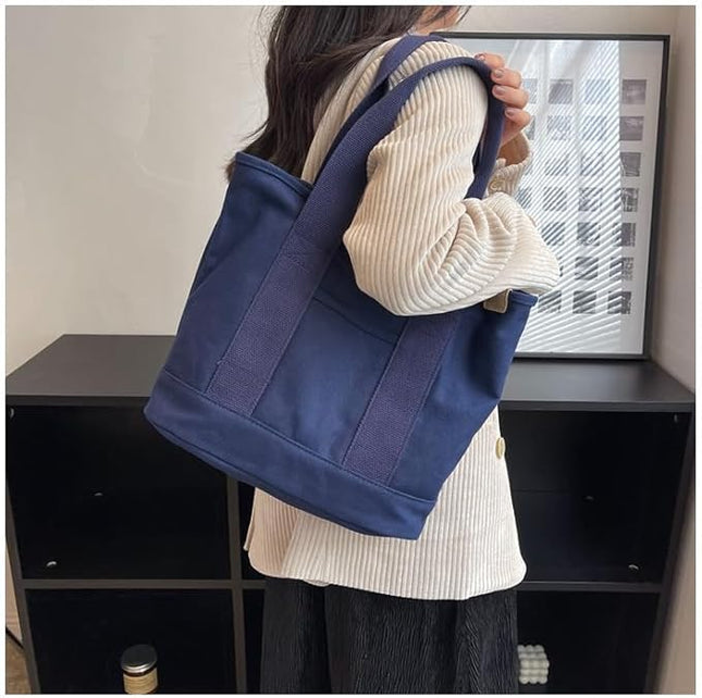 Small Tote Bag with Zipper, 2024 Canvas Multi-Pocket Crossbody Bag Shoulder Bag Satchel Hobo Bag Messenger Bag
