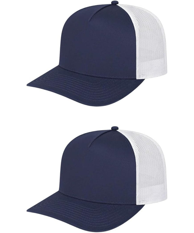 Cap America i3039 Classic 5 Panel Mid Profile Structured Trucker Mesh Back Cap w/ & Adjustable Snapback