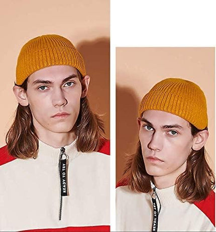 50% Wool Warm Cuffed Swag Knit Short Fisherman Beanie for Men Women Winter Hats Trawler Skull Cap