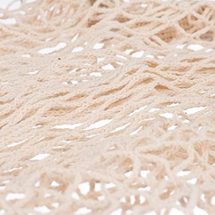 3 pack Reusable Grocery Bags Cotton Net Shopping Tote Ecology Market String Bag Mesh Beach Bags Produce Vegetable Bags (Beige)