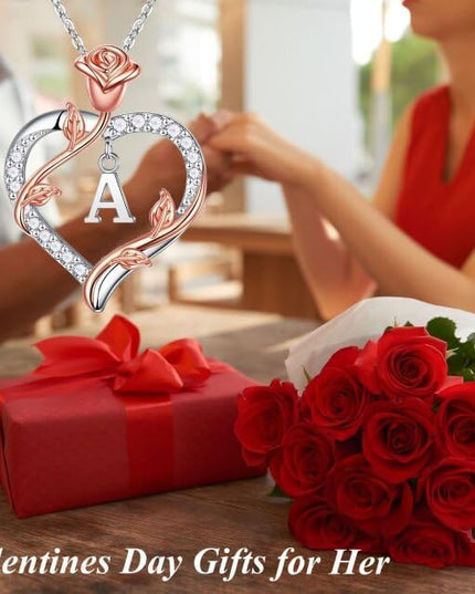 Iefil Christmas Gifts for Women Wife - 925 Sterling Silver Heart Initial Necklace, Anniversary Birthday Gifts for Women, Jewelry Gift for Wife Girlfriend Mom