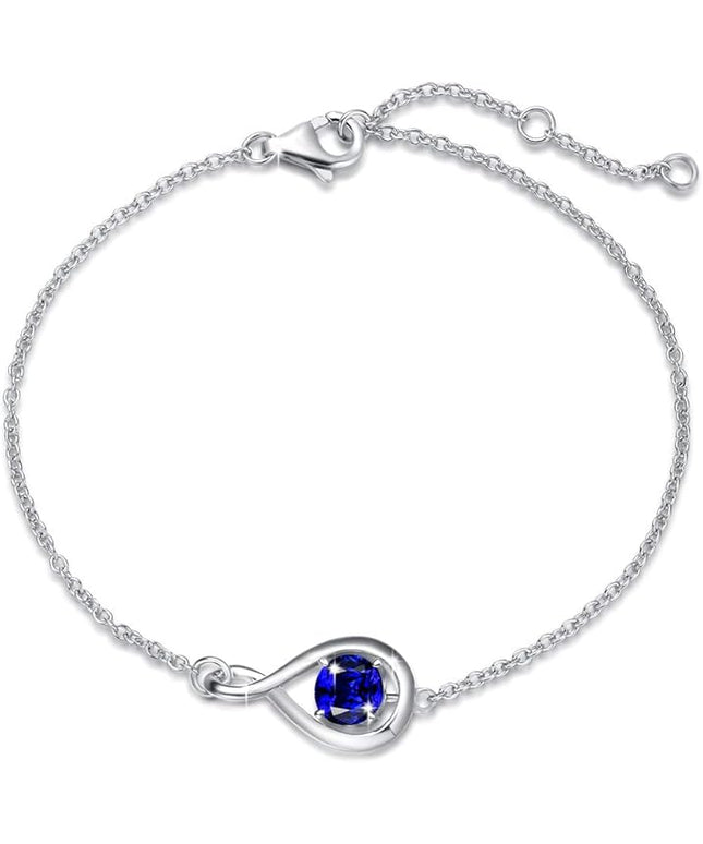 FANCIME Love Bracelet 925 Sterling Silver Infinity Birthstone Bracelets for Women Fine Jewelry Birthday Christmas Gifts for Her Mom Wife, Chain Length 6.7"+1.2" Extend