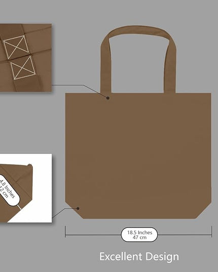 TOPDesign 1-Pack Super Strong Large 12oz Cotton Canvas Tote Bag, Reusable Grocery Shopping Cloth Bag, Fashionable Two-Tone Tote for Crafts, DIY Your Creative Designs
