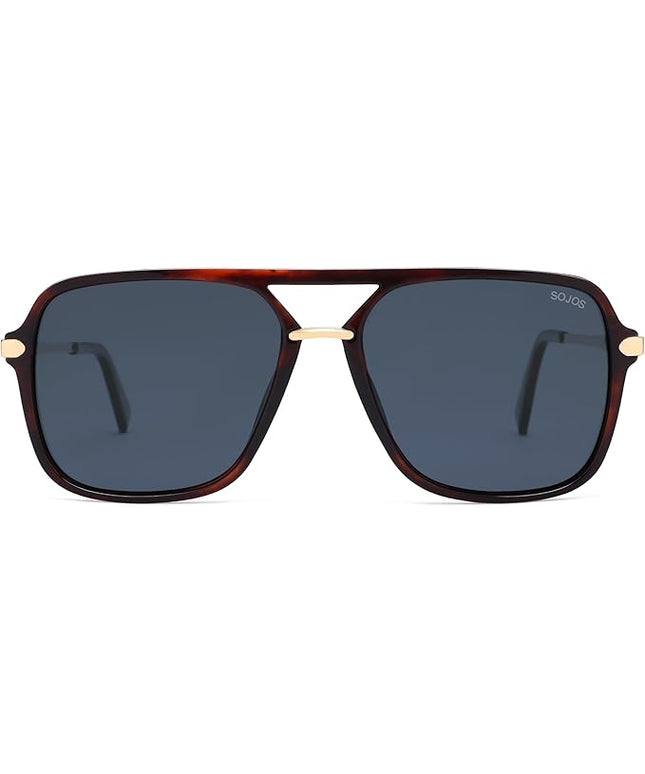 SOJOS Sunglasses for Women & Men, Square, Retro, Polarized Lens, Trendy Aviator, 90s Shades
