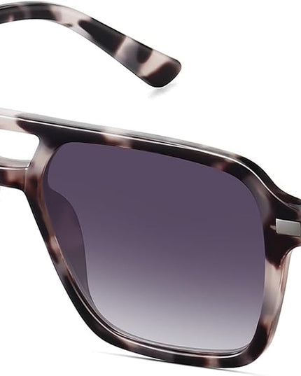 Retro Aviator Sunglasses for Women Men Trendy Classic Square 70s 80s 90s Vintage Shades Double Bridge Aviators FZN813