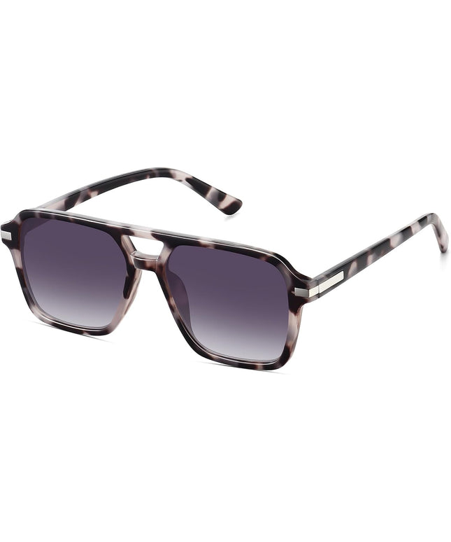 Retro Aviator Sunglasses for Women Men Trendy Classic Square 70s 80s 90s Vintage Shades Double Bridge Aviators FZN813