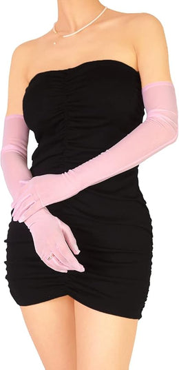 Women's Super Long Sheer Gloves 1920s Mesh Tulle Gloves for Opera Christmas Costume Party Dance Bridal