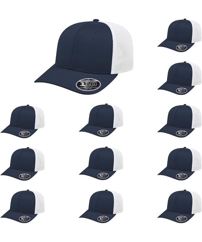 Cap America i8502 Flexfit 110 Premium Mid Profile 6-Panel Mesh Back Trucker Cap Hat w/UV Guard & Adjustable Snapback