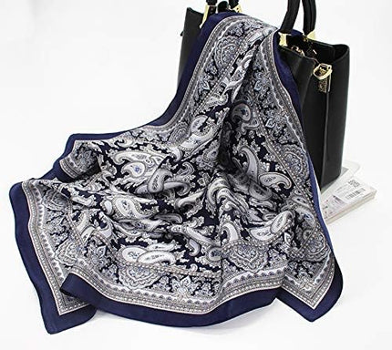 ANDANTINO 100% Real Mulberry Silk Scarf -21'' x 21''- Lightweight Neckerchief –Women Men Small Square Digital Printed Scarves