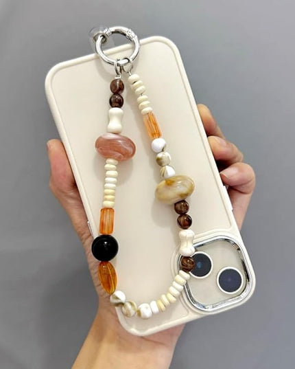 Vintage Elliptical Beaded Phone Wrist Strap Cute Phone Charm Lanyard Cellphone Chain Wristlet Wrist Straps for Phones Beaded Keychain Wristlet Bag Charms for Handbags Cellphone Bracelet Strap