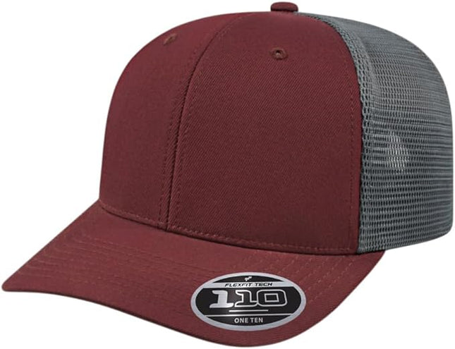 Cap America i8502 Flexfit 110 Premium Mid Profile 6-Panel Mesh Back Trucker Cap Hat w/UV Guard & Adjustable Snapback