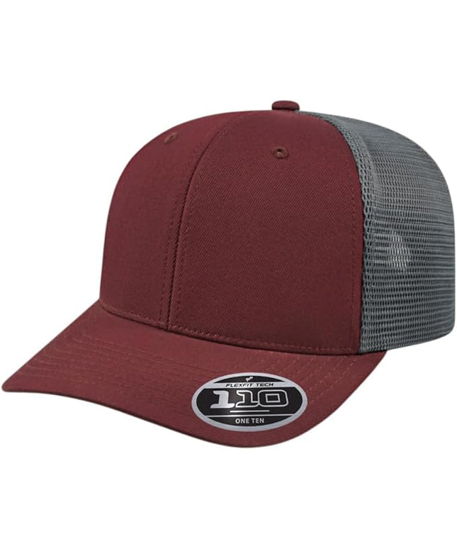 Cap America i8502 Flexfit 110 Premium Mid Profile 6-Panel Mesh Back Trucker Cap Hat w/UV Guard & Adjustable Snapback