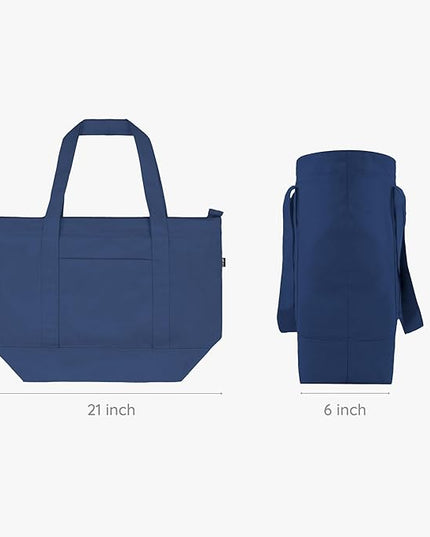 Eco Right Canvas Tote Bag for Women with Zip & Inner Pocket, 100% Organic Cotton Tote Bags for Men, Shopping, Beach