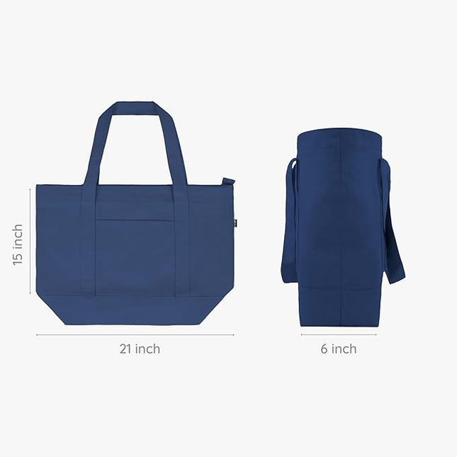 Eco Right Canvas Tote Bag for Women with Zip & Inner Pocket, 100% Organic Cotton Tote Bags for Men, Shopping, Beach