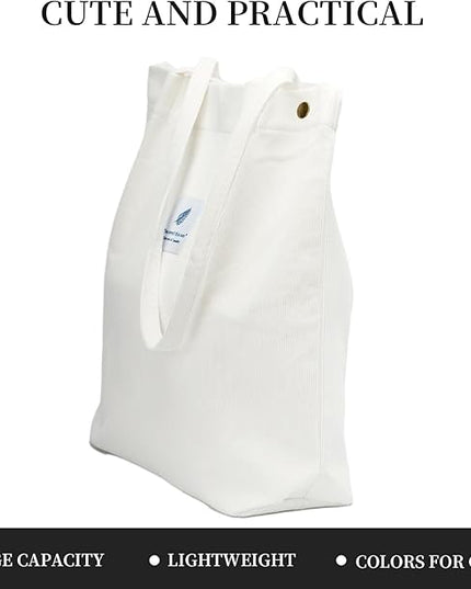 Corduroy Tote Bag Cute Tote Bags for Women Shoulder Bag with Inner Pocket for Work Beach Travel and Shopping Grocery