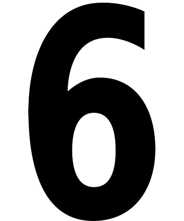 Mighty Line 6 Number Die Cut Location Markers, Large Decal Stickers for Pallet and Machinery Marking, Heavy-Duty, Peel and Stick Adhesive, Industrial Quality, 6"x10", Pack of 10, White