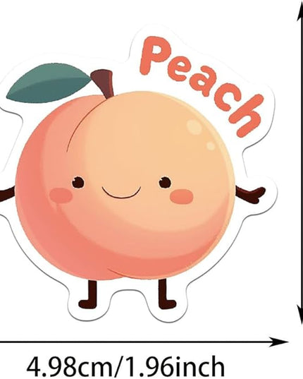 100PCS Fruit Expression Stickers & Vinyl Decals – Waterproof Set with Various Emoji-Style Faces and Names – Great for Kids,Teachers, Journals, Bottles, Crafts & More