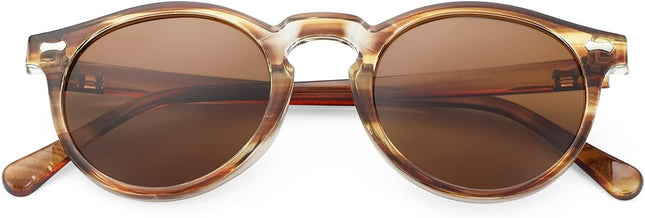Gleyemor Vintage Polarized Sunglasses for Men Round Sunglasses UV400 Protection Retro Hand-crafted Acetate Frame