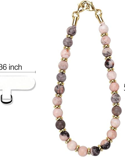 Marble Beaded Phone Wrist Strap, Cellphone Lanyard with Tether Tab, Hands-Free Wristlet Bracelet