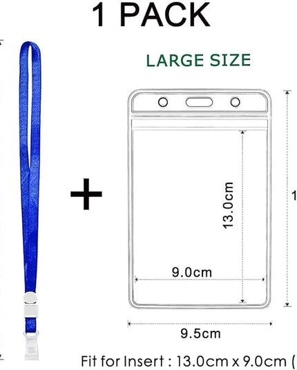 Passport Badge Holders with Lanyard, 3.5x6 Inch 12pack Heavy Duty Clear Plastic PVC Card Insert Protector Vertical Waterproof Transparent ID Badge Holder for Name Badges and Press Passes