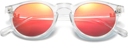Gleyemor Vintage Polarized Sunglasses for Men Round Sunglasses UV400 Protection Retro Hand-crafted Acetate Frame